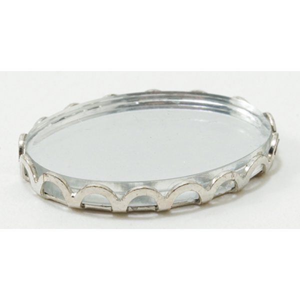 CB084SL Tiny Mirrored Tray for Dollhouse Miniature - Silver