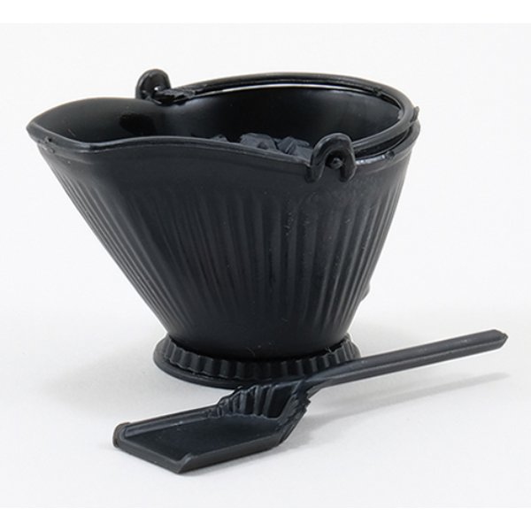CB156 Coal Scuttle with Shovel & Coal for Dollhouse Miniature