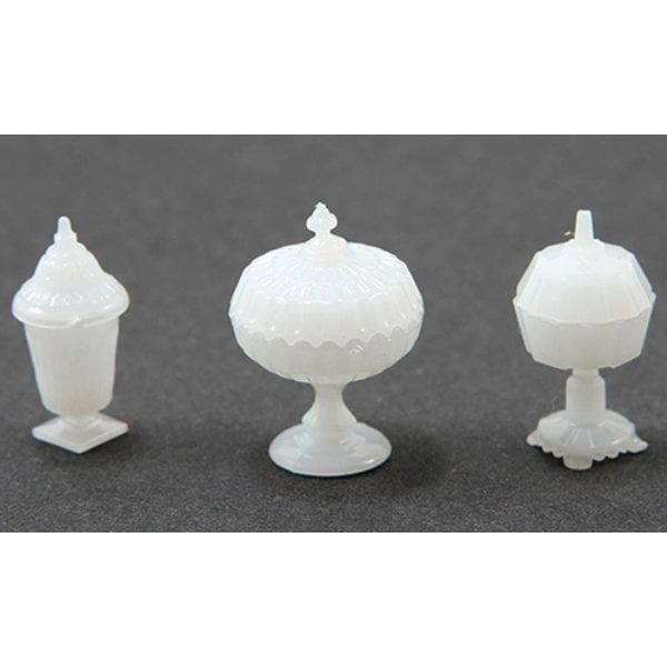 CB68MG Candy Dishes for Dollhouse Miniature - Milkglass - 3 Piece
