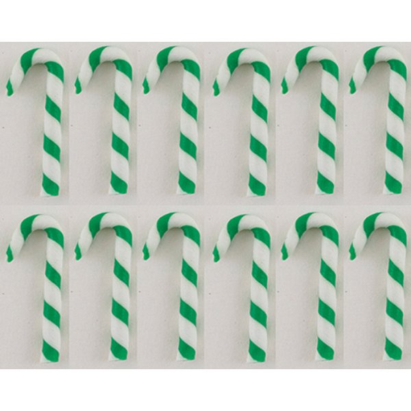 MUL2698A Candy Canes for Dollhouse Miniature - Green & White - 12 Piece