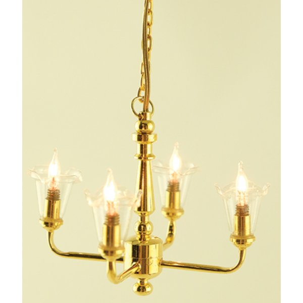 MH633 Chandelier for Dollhouse Miniature - 4-Light Tulip