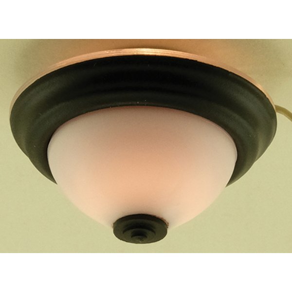 MH1053 Flush Mount Ceiling Light for Dollhouse Miniature - Frosted with Black