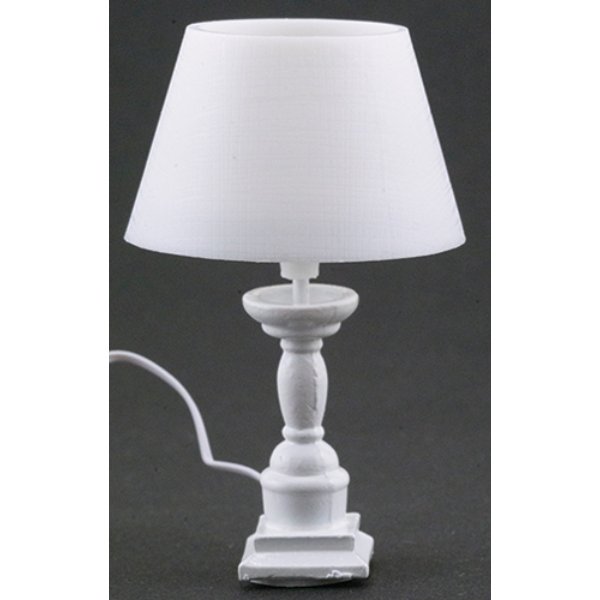 MH1068 White Farmhouse Table Lamp for Dollhouse Miniature