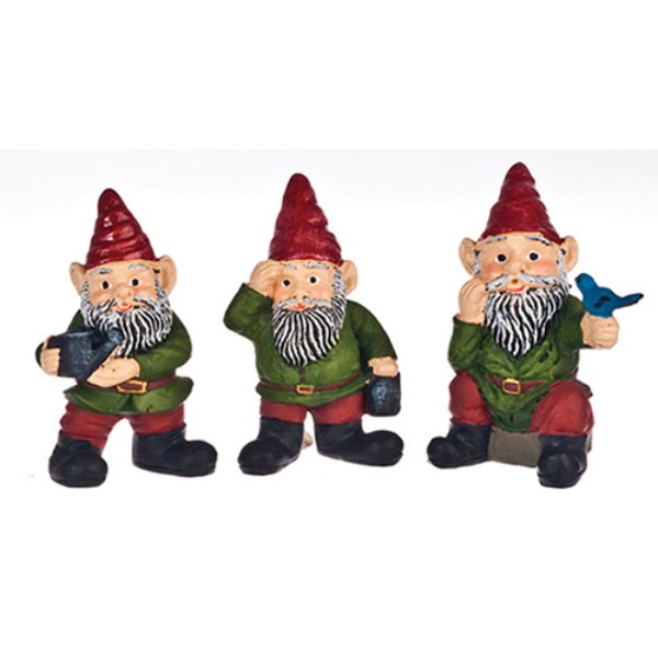 AZT8529 1.5 in. Gnomes Set for Dollhouse Miniatures - 3 Piece