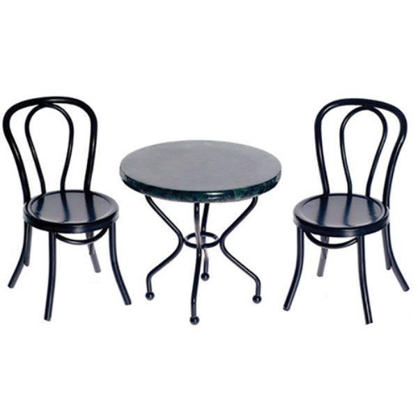 AZS8513 Black Marble Table Set for Dollhouse Miniature - 3 Piece