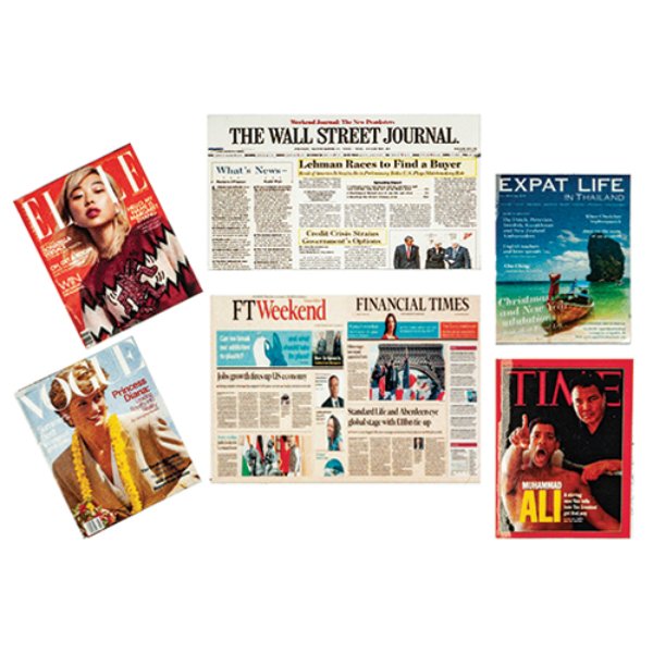 AZG8574 Magazines &  spapers for Dollhouse Miniature - 6 Piece