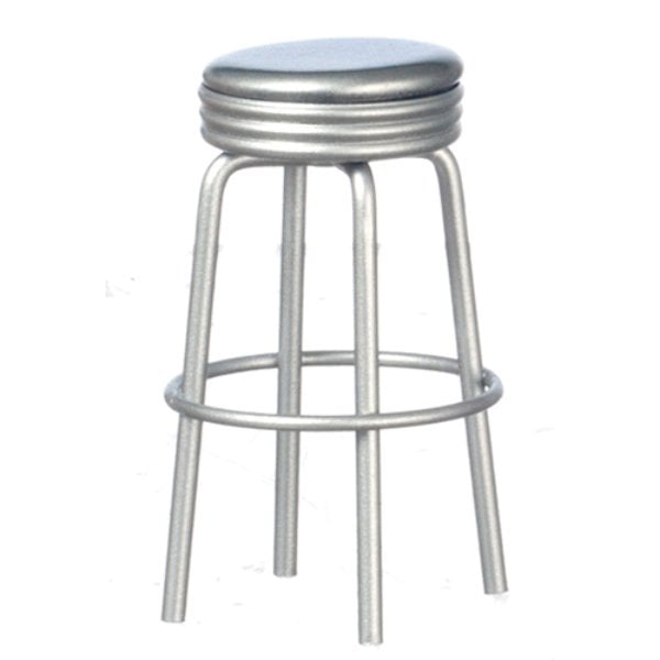 AZT5923 1950s Style Silver Stool for Dollhouse Miniature
