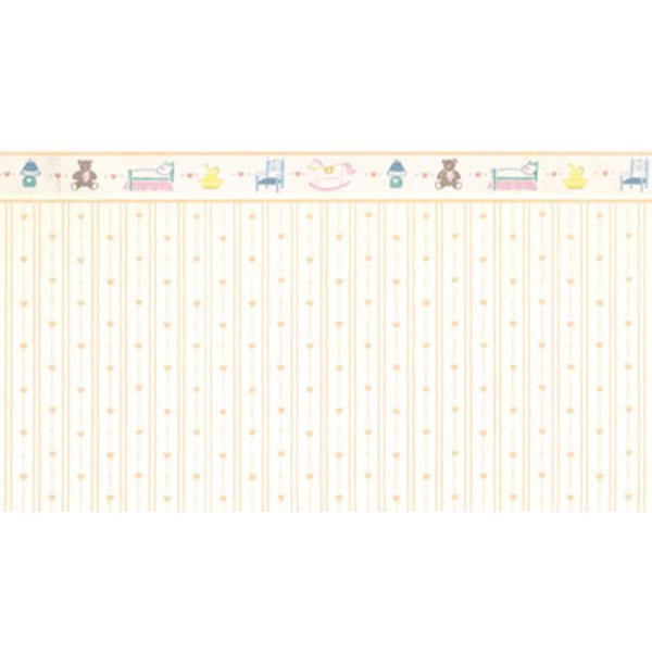 MG139D2 Hearts Wallpaper for Dollhouse Miniature - Peach - 3 Piece