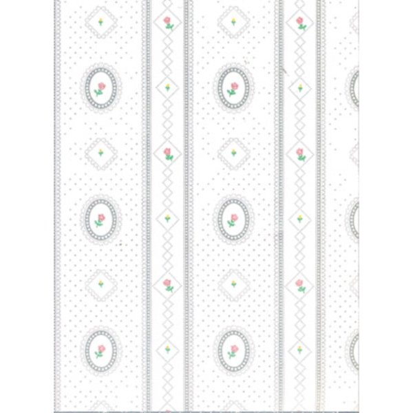 MG143D2 Cameo Stripe Wallpaper for Dollhouse Miniature - Blue - 3 Piece