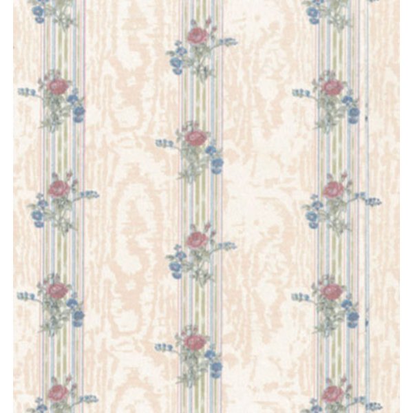 MG155D2 Reflections Wallpaper for Dollhouse Miniature - Cream & Rose - 3 Piece