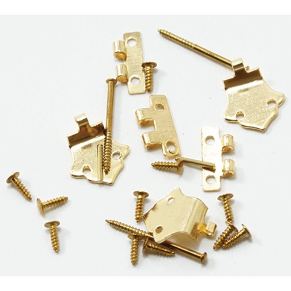 CLA05646 Offset Hinges with Nails for Dollhouse Miniature - Brass - Pack of 6