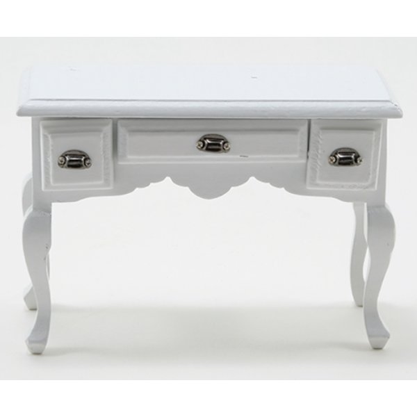 CLA10233 Desk for Dollhouse Miniature - White with Pewter Hardware