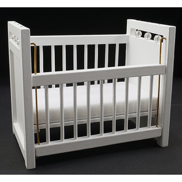 CLA10364 Crib for Dollhouse Miniature - White