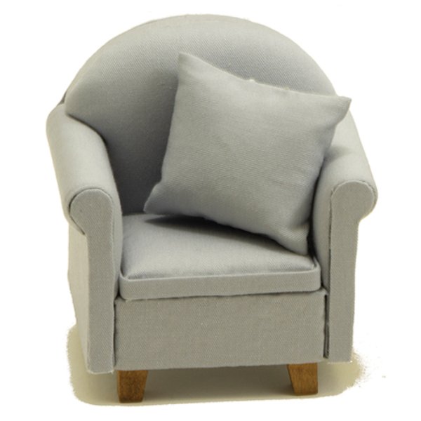 CLA10952   Design Chair with Pillow for Dollhouse Miniature - Gray