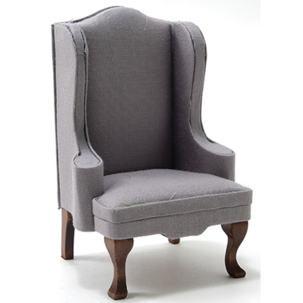 CLA10990 Chair for Dollhouse Miniature - Walnut with Gray Fabric
