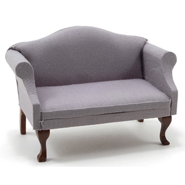 CLA10992 Sofa for Dollhouse Miniature - Walnut with Gray Fabric