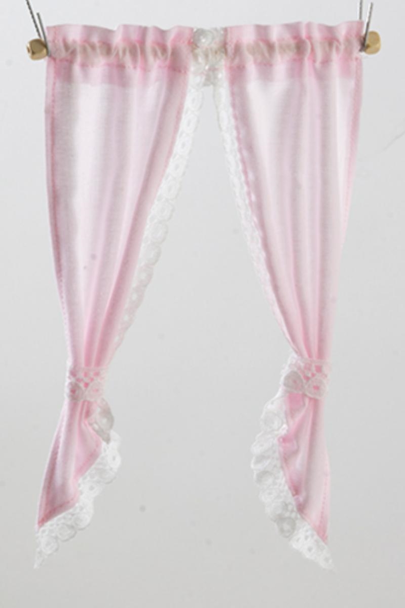 BB52114 Demi Curtains - Tie Back for Dollhouse Miniature, Pink