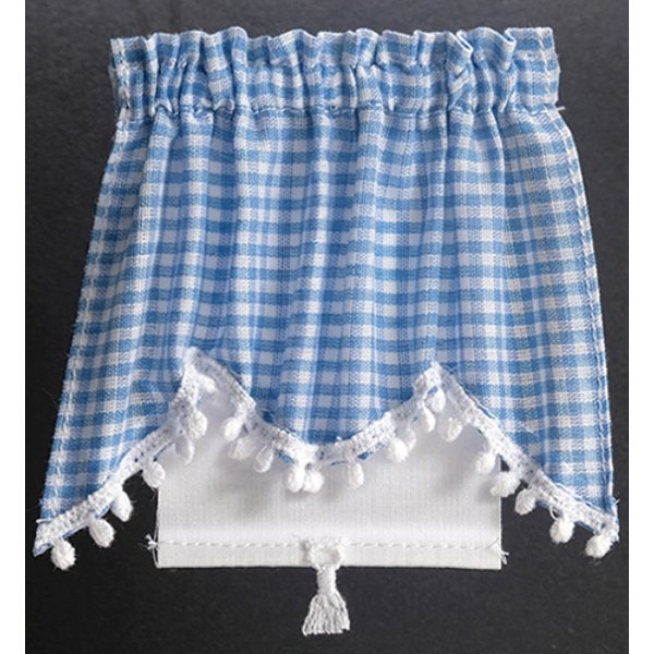 BB56013 Long Swag Curtains for Dollhouse Miniature - Blue