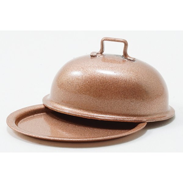 IM65056 Copper Oval Plate with Lid for Dollhouse Miniature