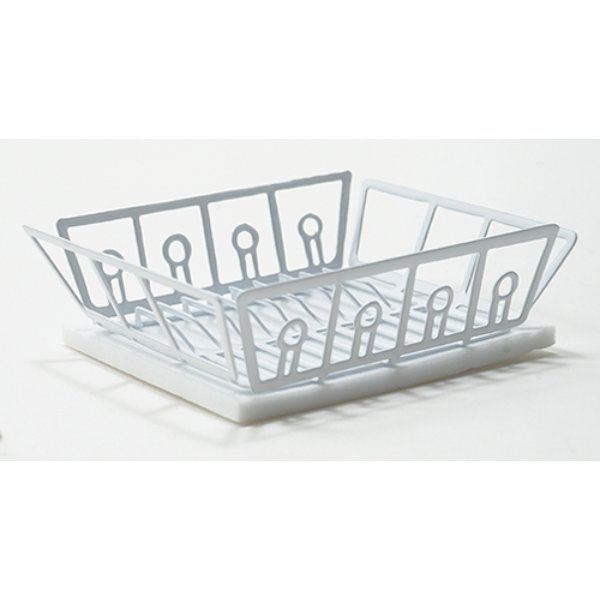 IM65266 White Dish Drainer with Mat for Dollhouse Miniature