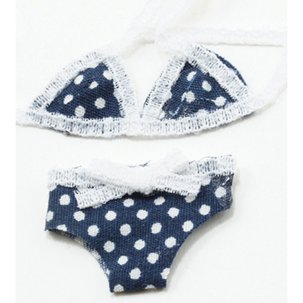IM65492 Bikini for Dollhouse Miniature - Dark Blue with White Polka Dots