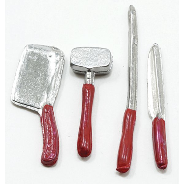 IM65571 Butcher Block Tools for Dollhouse Miniature - 4 Piece