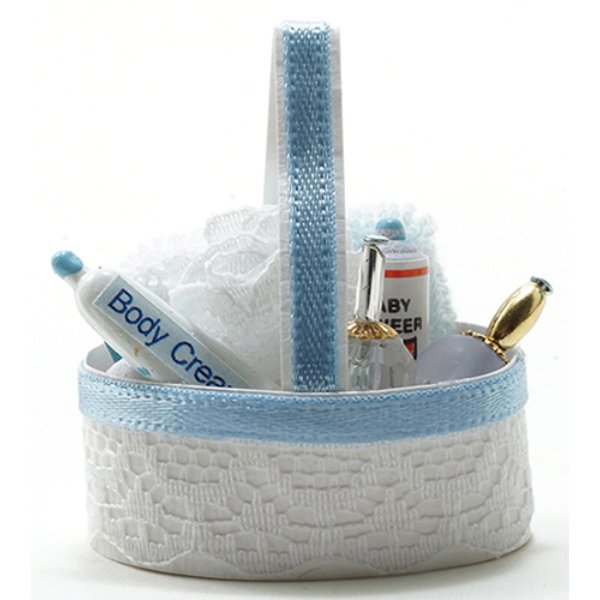 IM65672 Bath Accessory Basket for Dollhouse Miniature - Blue
