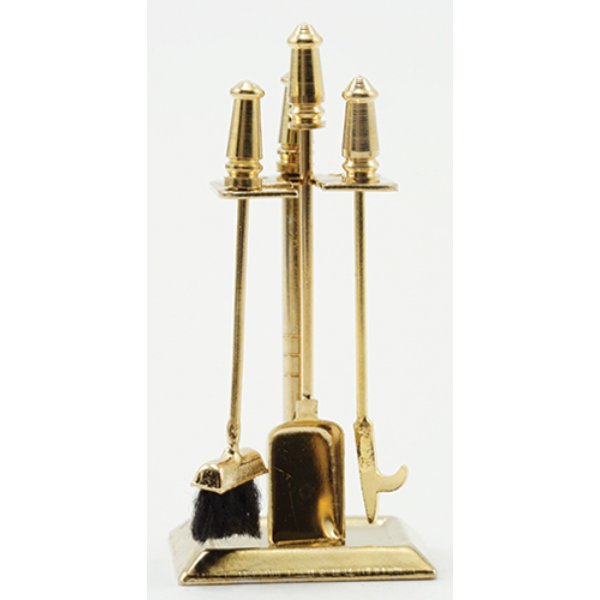 IM66230 Brass Fireplace Accessories for Dollhouse Miniature - 4 Piece