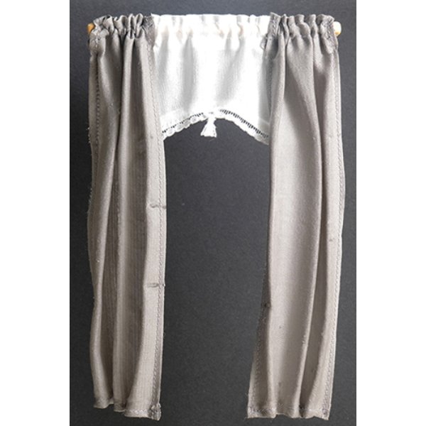 BB70013 Gray Curtain with White Shade for Dollhouse Miniature