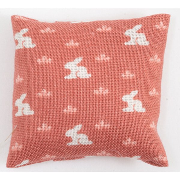 BB80023 Pillow for Dollhouse Miniature - Mauve with White Bunny