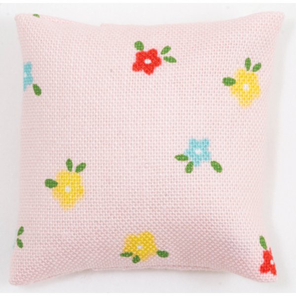 BB80026 Pillow for Dollhouse Miniature - Pink with Flowers