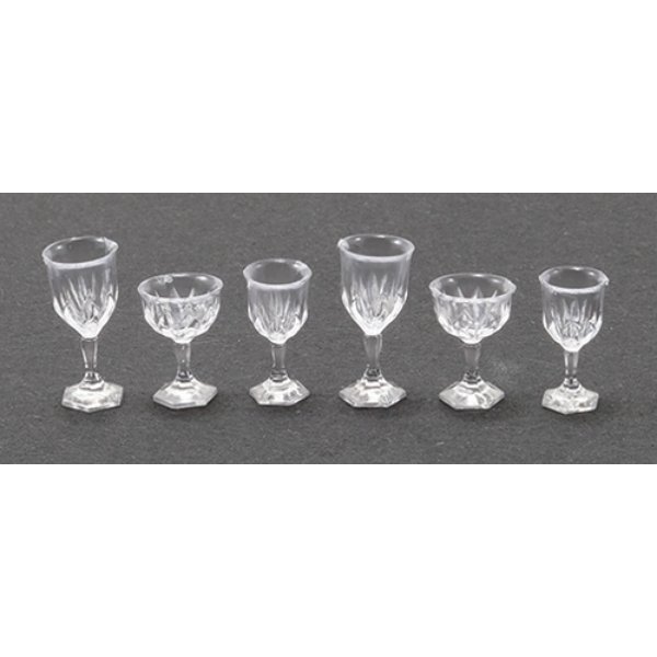 CB110CC Stemware for Dollhouse Miniature - Clear Cut - 6 Piece