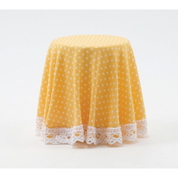 CB124Y Yellow Mini Dot Skirted Table for Dollhouse Miniature