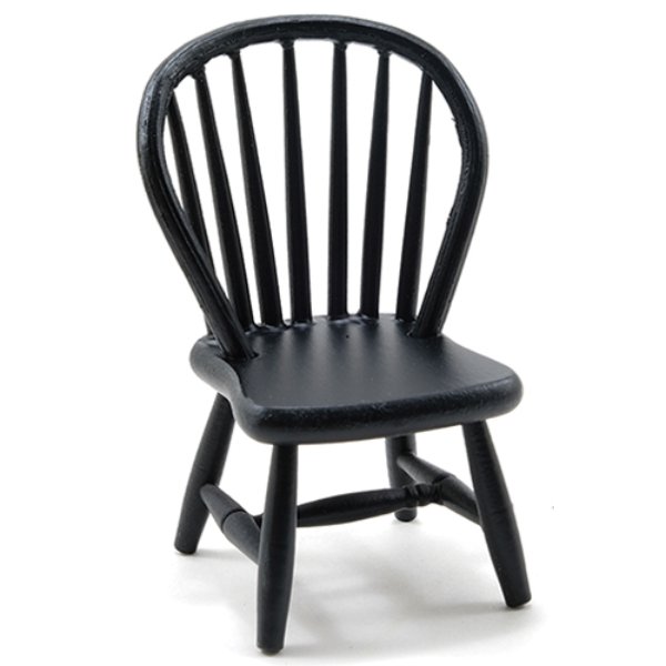 CLA07815 Windsor Side Chair for Dollhouse Miniature - Black