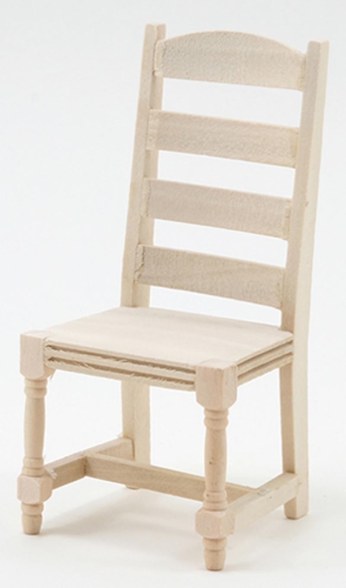 CLA08677 Ladder Back Side Chair for Dollhouse Miniature, Unfinished