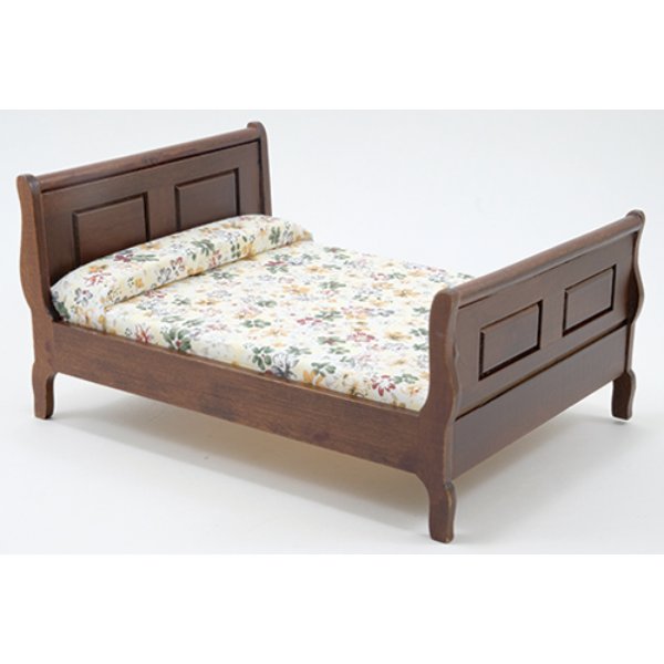 CLA10448 Sleigh Bed for Dollhouse Miniature - Walnut