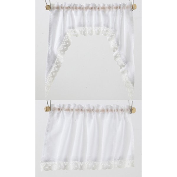 BB50312 Demi Cape Curtains for Dollhouse Miniature - White