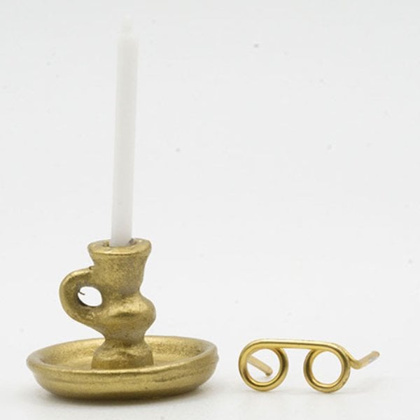 IM65730 Chamberstick with Glasses for Dollhouse Miniature - 2 Piece