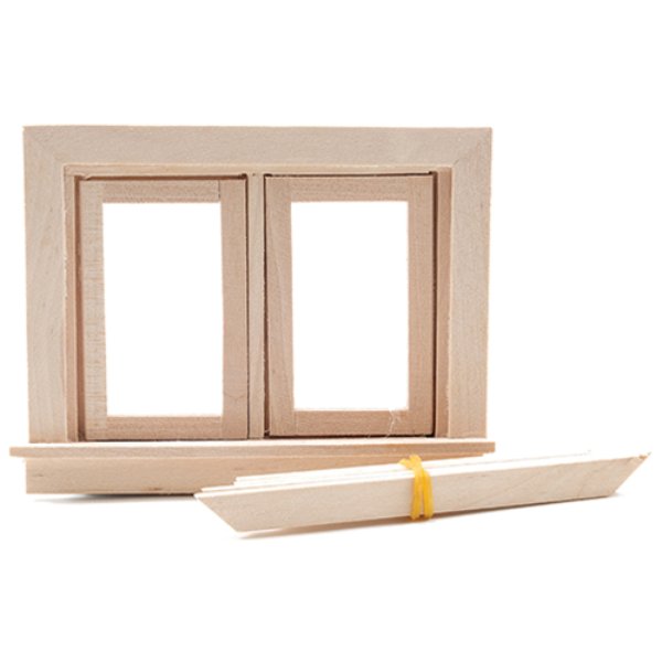 CLA70112 Double Swing-Out Window with Pane for Dollhouse Miniature