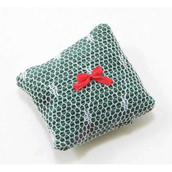 BB80010 Pillow for Dollhouse Miniature - Lace Over Green Fabric