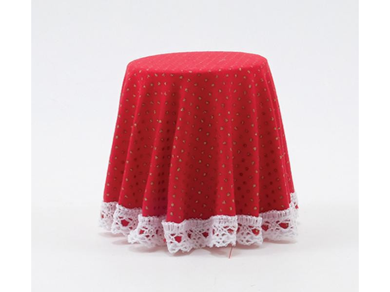 CB124R Mini Dot Skirted Table for Dollhouse Miniatures, Red