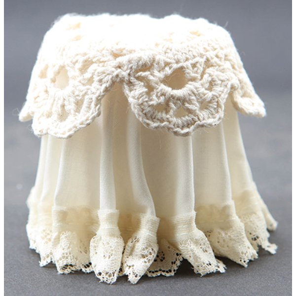 CB126I Lace Top Skirted Table for Dollhouse Miniature - Ivory