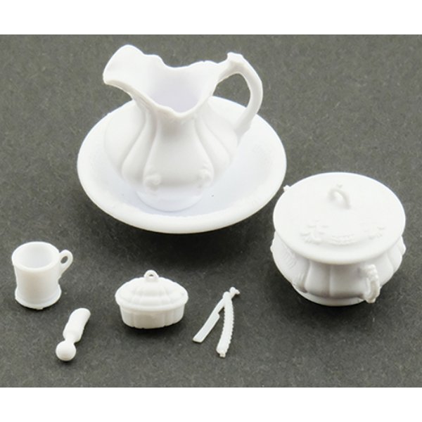 CB159 Chamber Pot Set for Dollhouse Miniature - 9 Piece