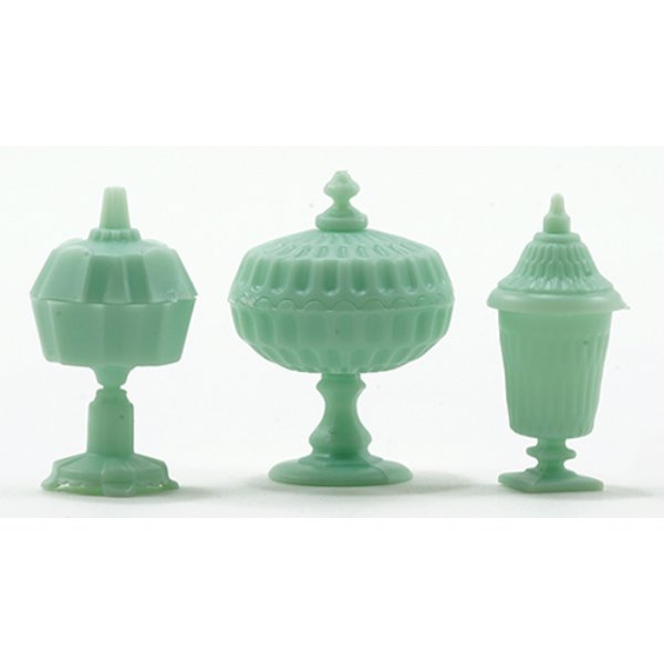 CB68J Candy Dish Set for Dollhouse Miniature - Jadeite - 3 Piece