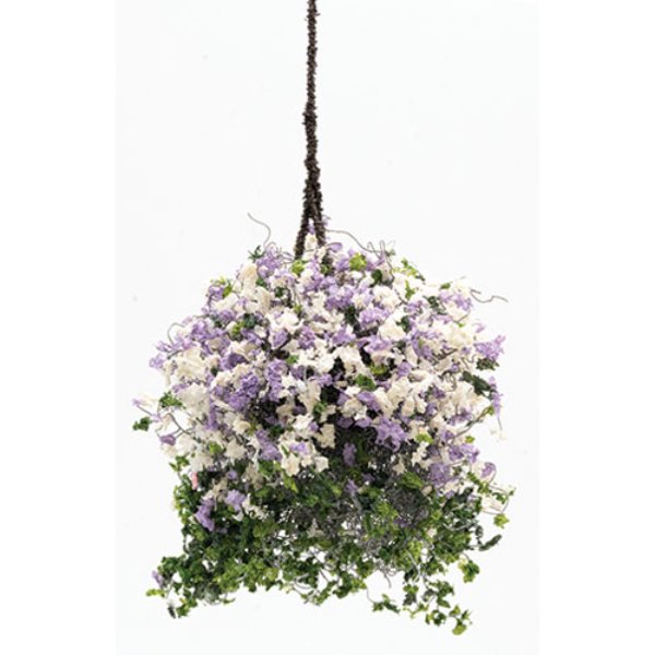 CAHBL30 Hanging Basket for Dollhouse Miniature - Lilac & White - Large