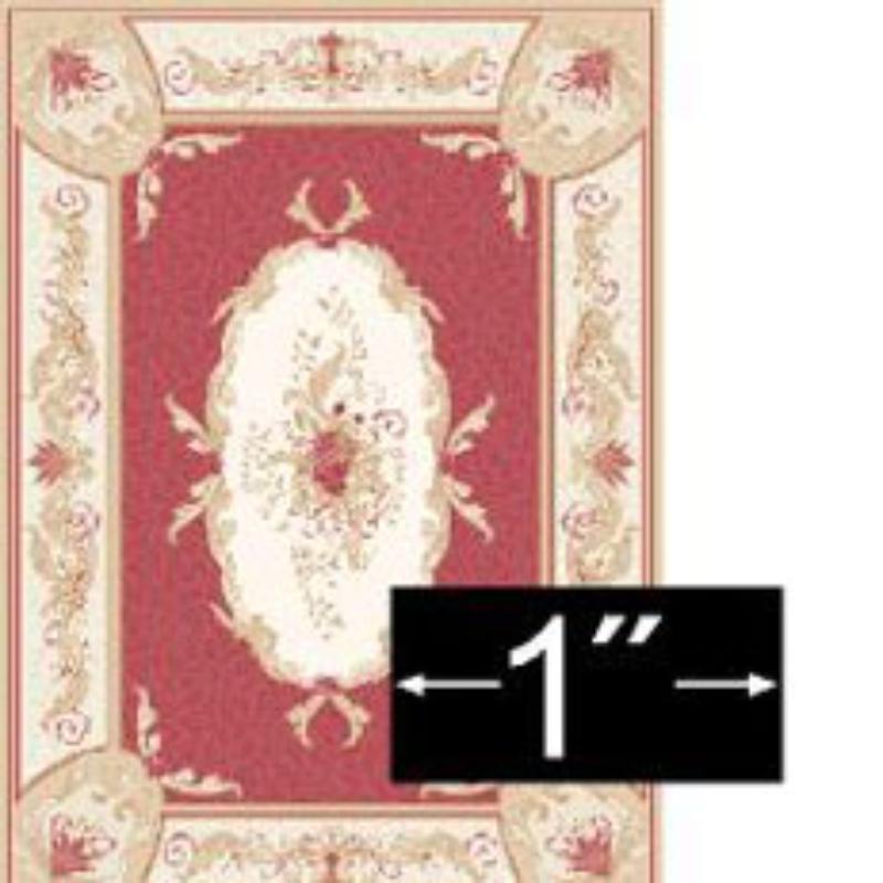 BPRG436 Rug for Dollhouse Miniature, Aubusson Red, 0.25 in. Scale