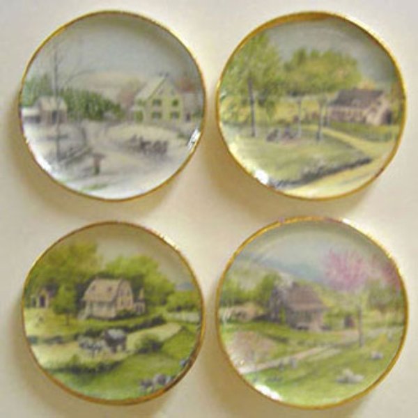 BYBCDD248 Large Seasons Platters for Dollhouse Miniature - 4 Piece
