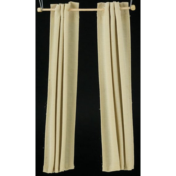 BB90019 Tan Modern Tab Curtain for Dollhouse Miniature