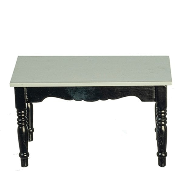 AZT2678 RS Table with Turned Leg for Dollhouse Miniatures - Black & Gray