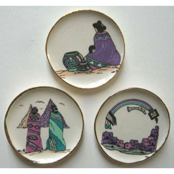 BYBCDD408 Lavender Southwest Platters for Dollhouse Miniature - 3 Piece